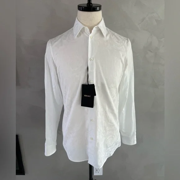 Versace Barocco Jacquard Long Sleeve Shirt Size 37 IT. PRISTINE CONDITION - Picture 11 of 16